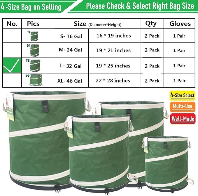2-Pack 32 Gallon Collapsible Trash Can Solid Bottom - Image 9