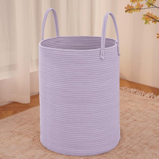 Large Woven Laundry Basket Hamper, 80L Cotton Rope Storage Bin by JMvicyroam
