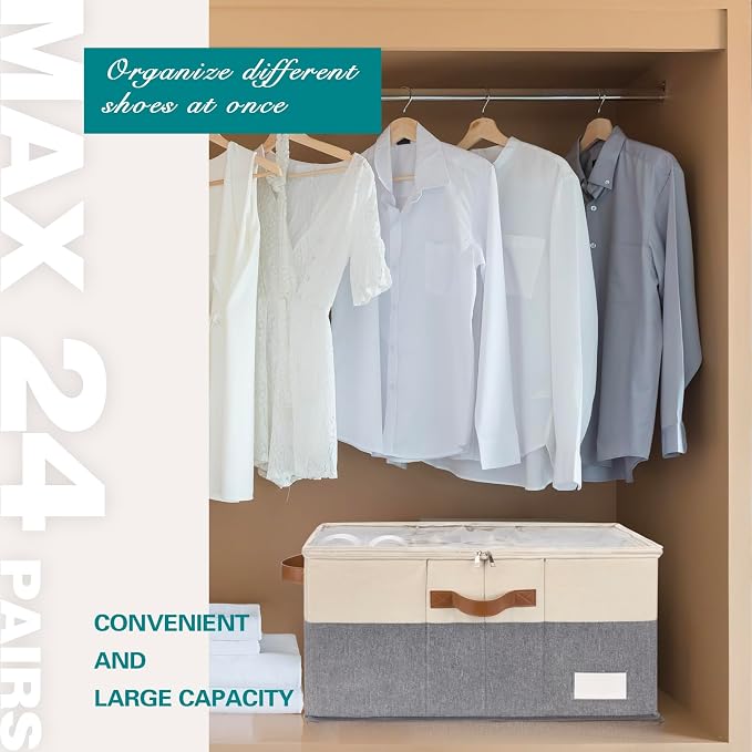 Shoe Organizer for Closet, Foldable Shoe Storage Bins - Image 2