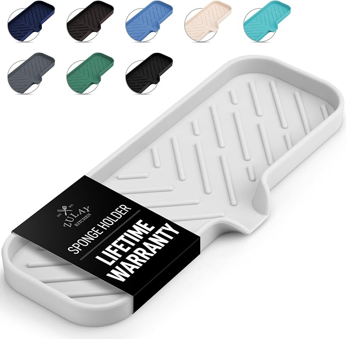 Zulay Kitchen Large Silicone Sponge Holder – Flexible Sink Organizer Tray by ZulayKitchen