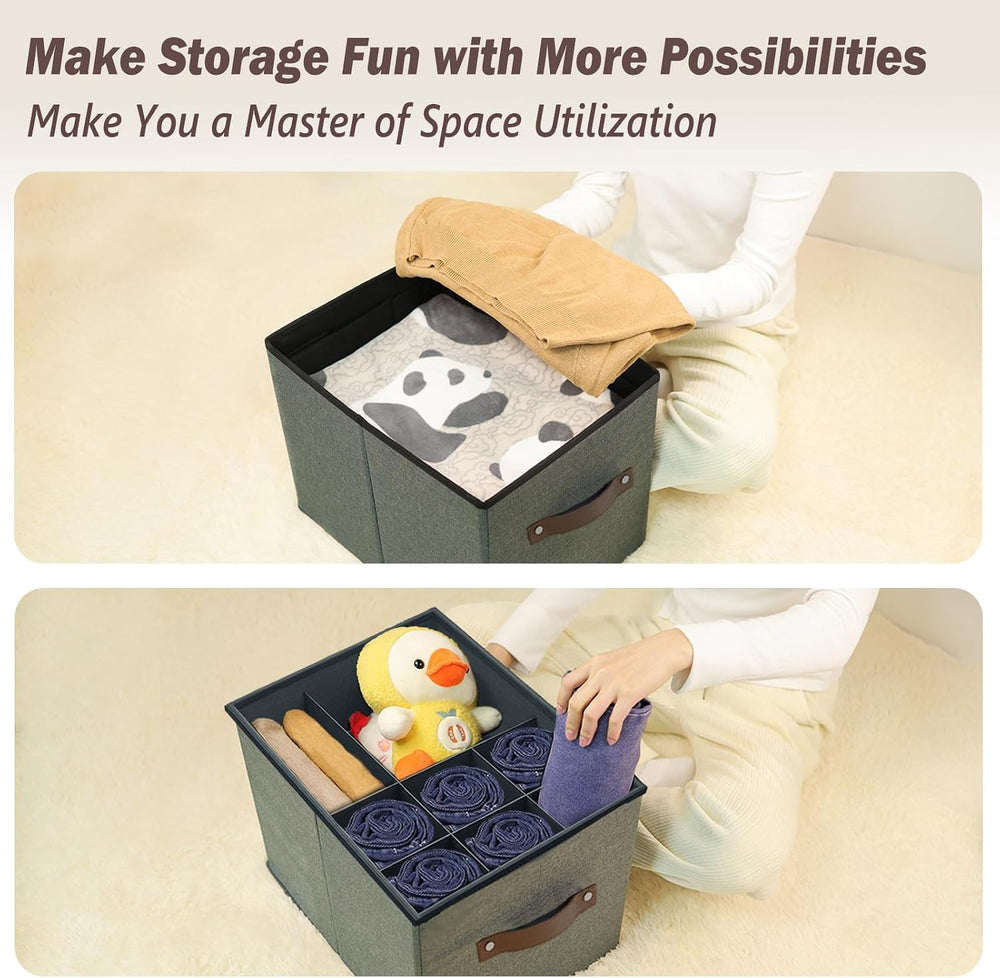 Adjustable Dividers Storage Ottoman Shoe Organizer Box for Closet,2 Pack