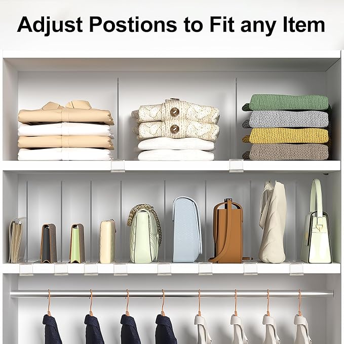 Shelf Dividers Purse Organizer for Closet: 8-Pack Acrylic Bag Storage Organizer - Image 5