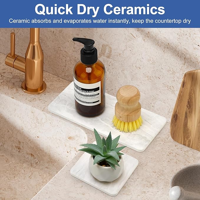 4 Pack Water Absorbing Stone Drying Tray - Image 2