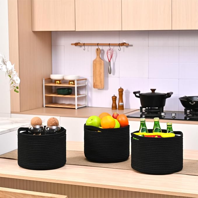 Small Black Baskets for Organizing, Storage Baskets for Shelves, Small Woven - Image 4