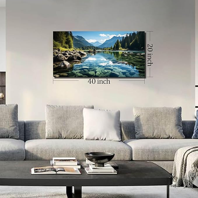 GUGIKA Landscape Wall Art for Living Room, Mountain and Lake Wall-Decor for - Image 7