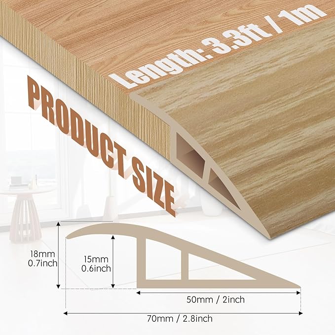 Floor Transition Strip Door Threshold 39" Floor Transition Reducer Trim on The - Image 2
