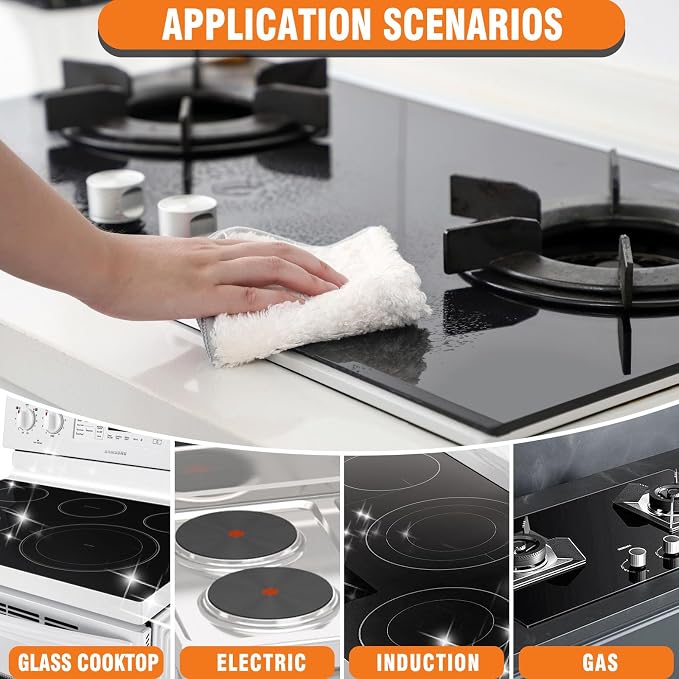 Glass Stove Top Cleaner Kit, 12 Oz Glass Cooktop Cleaner Non-Abrasive, Stove - Image 3