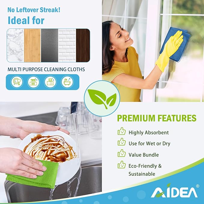 AIDEA Microfiber Cleaning Cloth 100PK, Soft Absorbent Rags, Microfiber Towels - Image 5