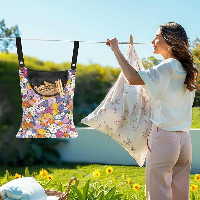 2 Pcs Pin Bag, Hippie Flower Print Hanging Bag - Image 2
