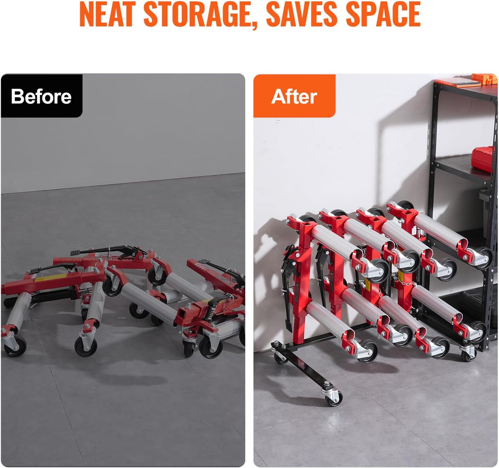 VEVOR Car Dolly Rack, Storage Rack with 360° Rotatable Wheels, Hydraulic Ratc...