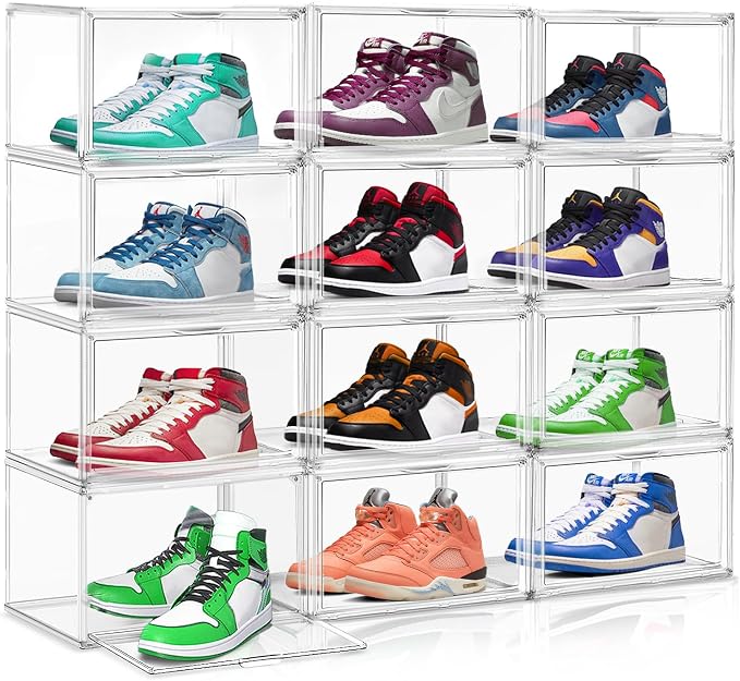 10 Pack Shoe Box Organizer Clear Plastic Stackable Shoe Boxes by EDSFAM