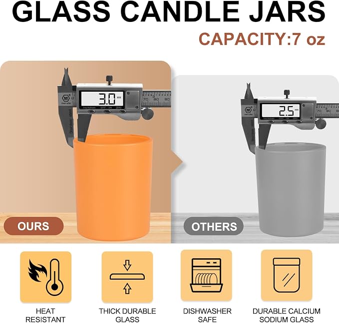 SHOWIN Thick Candle Jars for Making Candles 12 Pcs, 7 OZ Empty Jars - Image 4