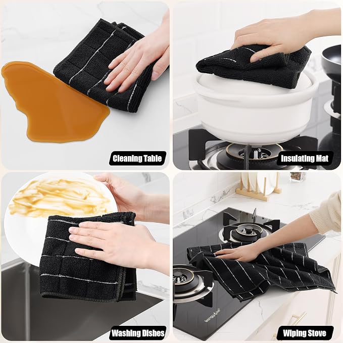 Homaxy Microfiber Kitchen Towels and Dishcloths Set, 16 Pack Soft and Absorbent - Image 5