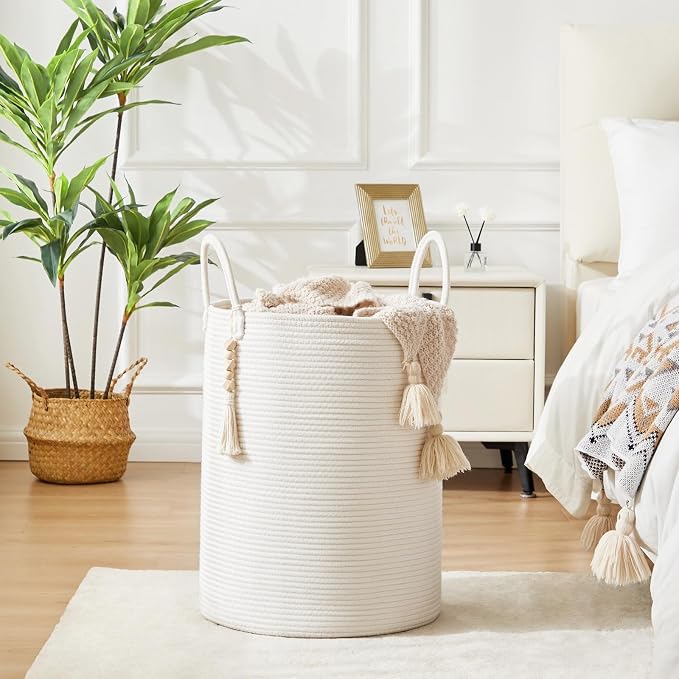 Fiona's magic Woven Rope Laundry Hamper, Tall Laundry Basket - Image 2