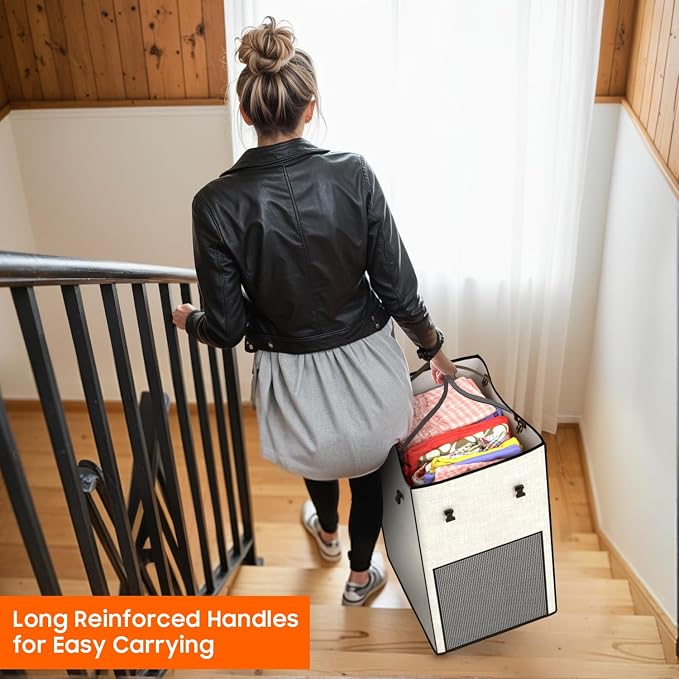 150L Laundry Hamper with Wheels, Rolling Laundry Basket with Metal Frame and - Image 7