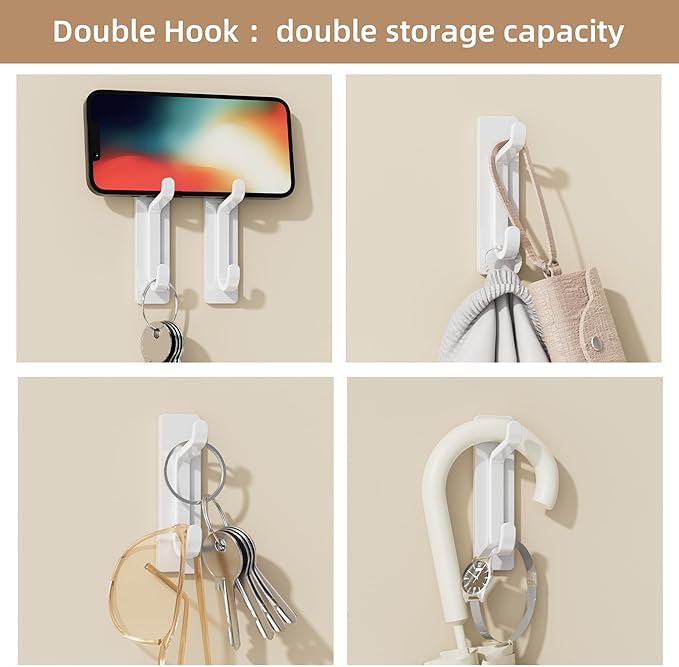12 Pack Wall Hooks for Coat and Towel: 13LB Adhesive Door Hanger Stick on - Image 5