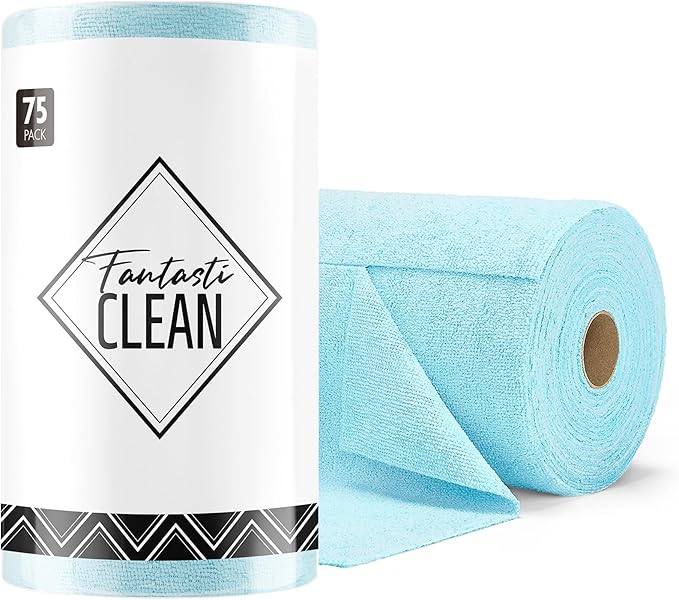 Fantasticlean Microfiber Cleaning Cloth Roll -75 Pack, Tear Away Microfiber by Fantasticlean