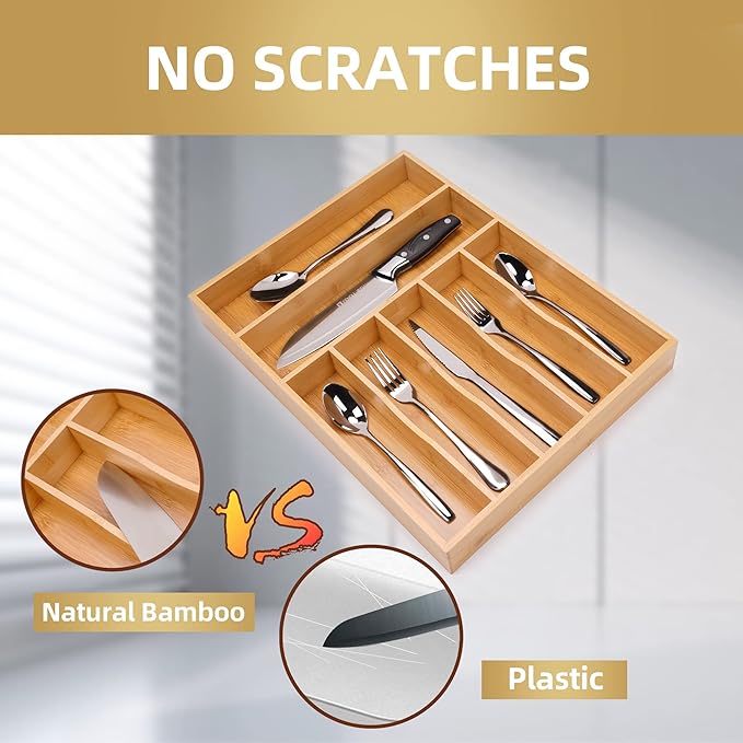 Silverware Organizer Kitchen Drawer Organizer Utensil Organizer Bamboo - Image 4