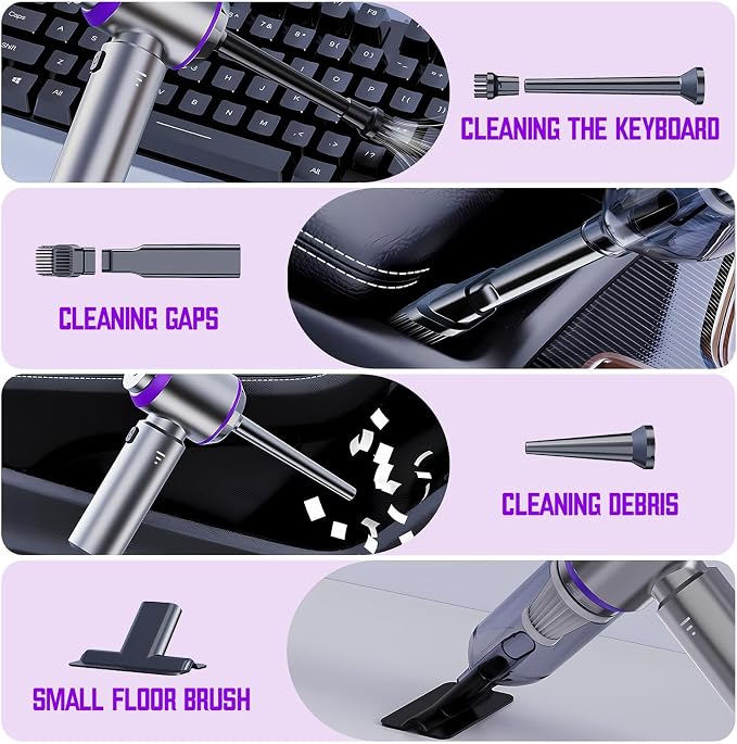 Mini Cordless Handheld Car Vacuum Cleaner/Air Duster/Blower/Hand Pump, 21000 PA - Image 5