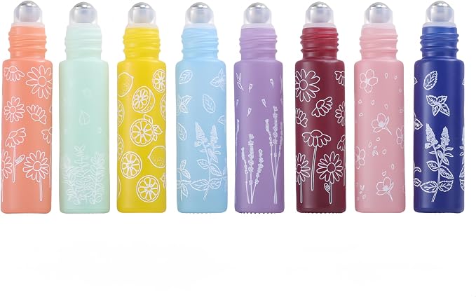 10 Pcs Purple Glass Essential Oil Roller Bottles, 10ml Refillable Roll-on - Image 3