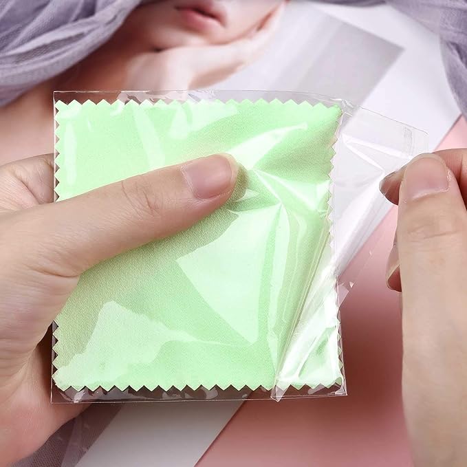 SEVENWELL 50pcs Jewelry Cleaning Cloth Green Polishing Cloth - Image 6