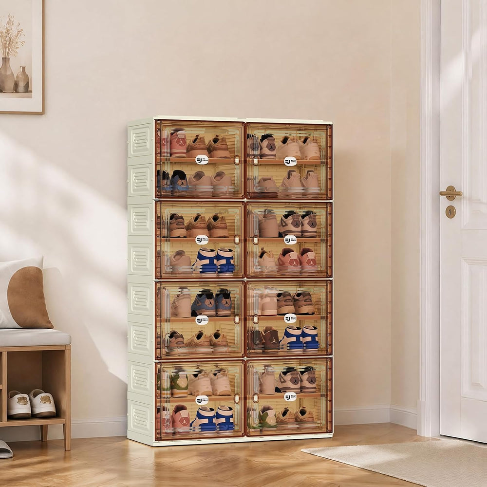 White Shoe Rack Organizer for 32 Pairs of Folding Design