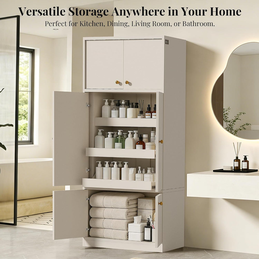 71" Tall Kitchen Pantry Cabinet with Adjustable Shelves,White