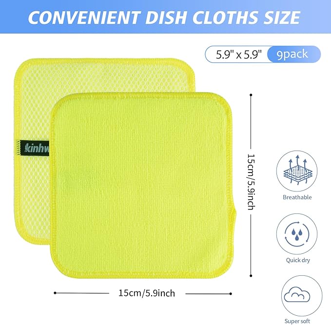 KinHwa Kitchen Washcloths for Dishes Absorbent Microfiber Dish Cloths Quick Dry - Image 7
