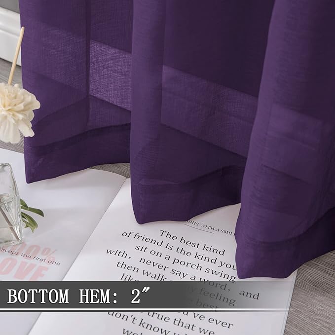 Tollpiz Short Sheer Tier Curtains Linen Textured Half Kitchen Curtain Sheers - Image 4