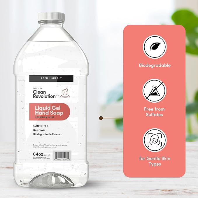 Clean Revolution Liquid Gel Hand Soap, Silky Rich Liquid, Quick Lather - Image 4