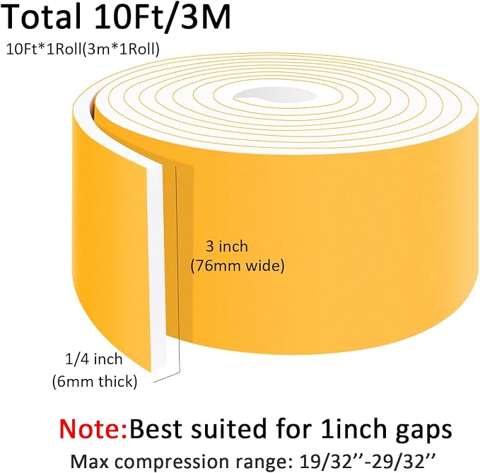 High Density Foam Weather Stripping Door Seal Strip, Insulation Tape Roll - Image 5