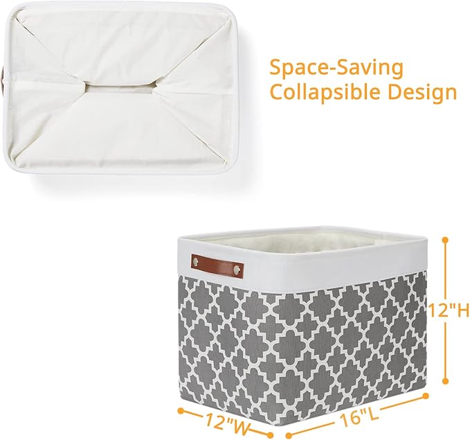 DULLEMELO Foldable Nursery Storage Baskets Canvas Storage Bins - Image 2