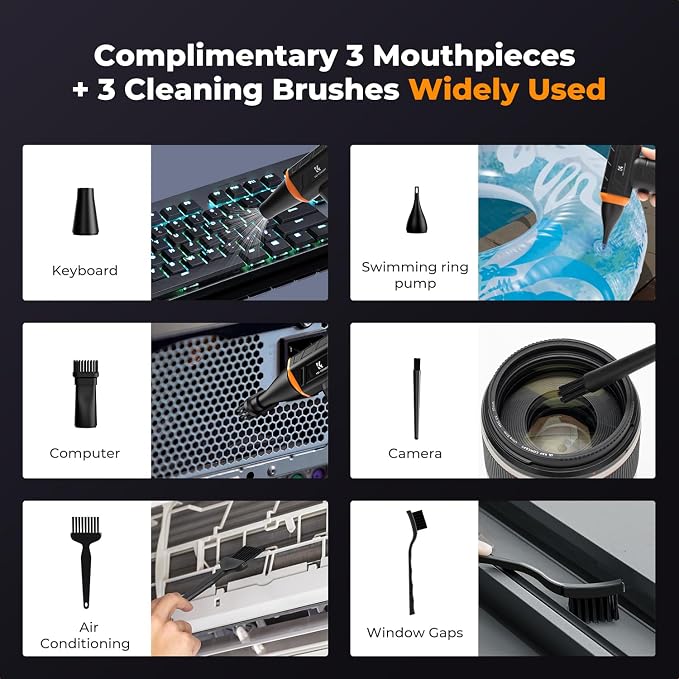 K&F CONCEPT Long-Lasting Compressed Air Duster, 8000mAh-150min Endurance| - Image 6