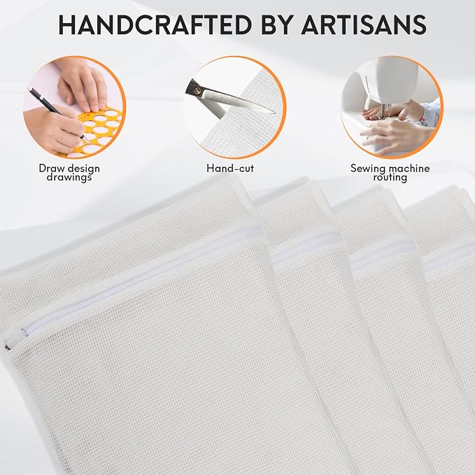 4-Piece White Medium Durable Organic Cotton Mesh Laundry Bags - Image 3