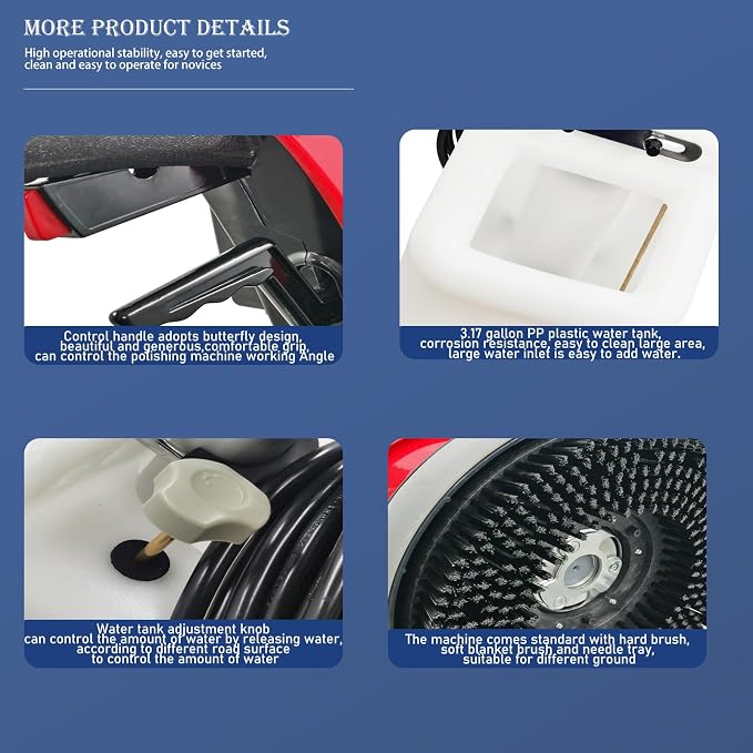 1100W Red Floor Polisher Commercial Floor Cleaner Polishing Machine Carpet - Image 5
