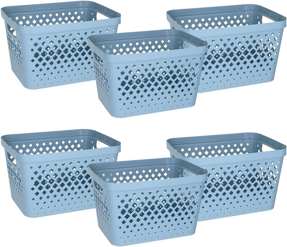 Glad Plastic Storage Basket Set, Value Pack of 6 | Open Storage Bins