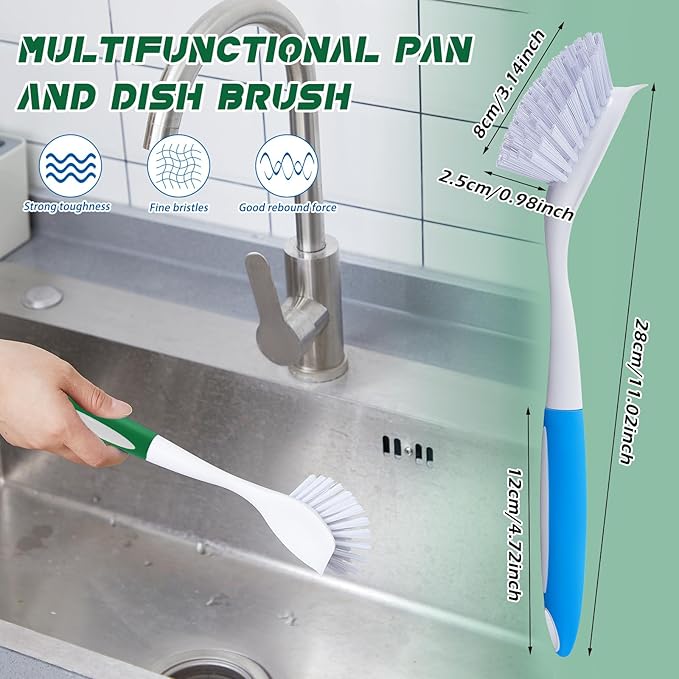 Hsei 20 Pcs Blue and Green Kitchen Scrub Dish Brush Bulk - Image 2