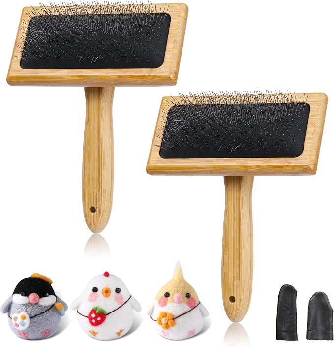 2 Pcs Large Wooden Wool Carders, Needle Felting Carding Brushes Tools by SOCNITC