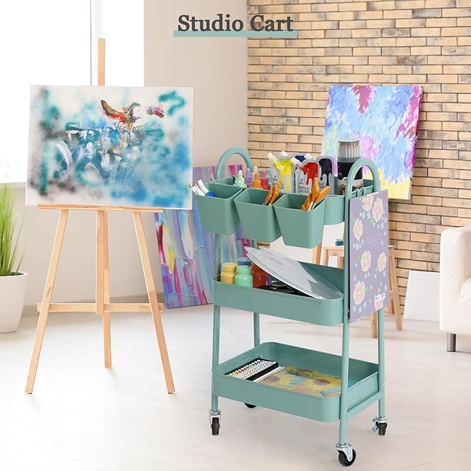 danpinera 3-Tier Rolling Cart, Metal Rolling Storage Cart - Image 4