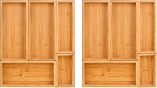 bamboo drawer organizer Set，expandable drawer dividers, wooden storage by Teicui