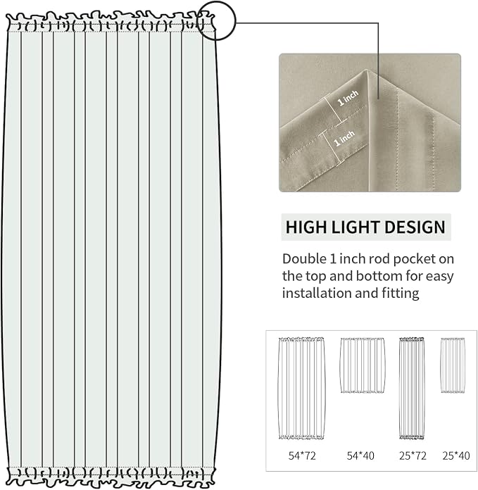 DWCN French Door Curtains – Rod Pocket Thermal Blackout Curtain - Image 3