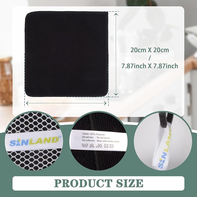 SINLAND Microfiber Dish Cloth for Washing Dishes Dish Washing Rags Best Kitchen - Image 2