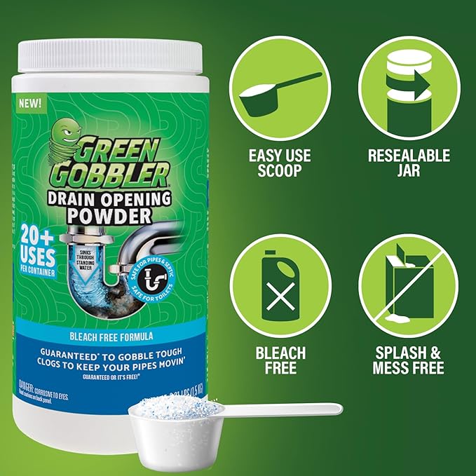 Green Gobbler Drain Clog Remover & Drain Cleaner Powder, 20+ Treatments - Image 4