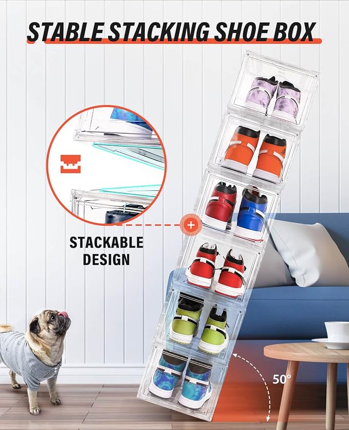 KDOR Shoe Boxes Clear Plastic Stackable 3 Pack Shoe Storage - Image 4