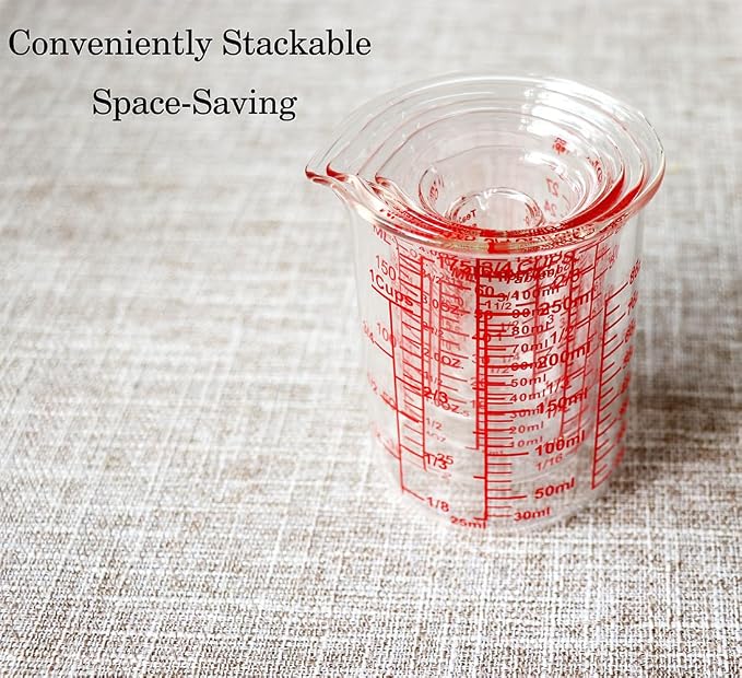Ackers 7-Piece Glass Measuring Cup Set, Borosilicate Beaker Style Nesting - Image 4