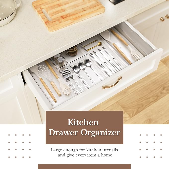 Criusia 11 PCS Clear Plastic Drawer Organizer Set - Image 3