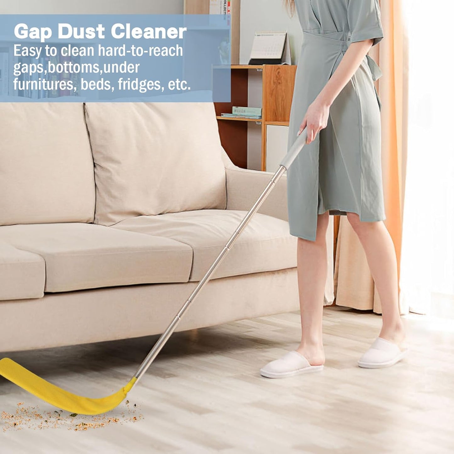 Dymoll Cobweb Duster with Extension Pole, 110" Microfiber Feather Duster Kit with Bendable Washable Heads, Spider Web Brush, Dusters for Cleaning Ceiling Fan, High Ceiling, Blinds, Furniture,2Pcs