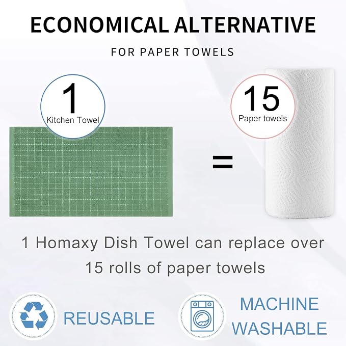 Homaxy 100% Cotton Terry Kitchen Towels, Checkered Designed, Soft and Super - Image 8