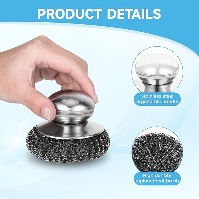 6Pcs Steel Wool Scrubber, Stainless Steel Scrubber - Image 2
