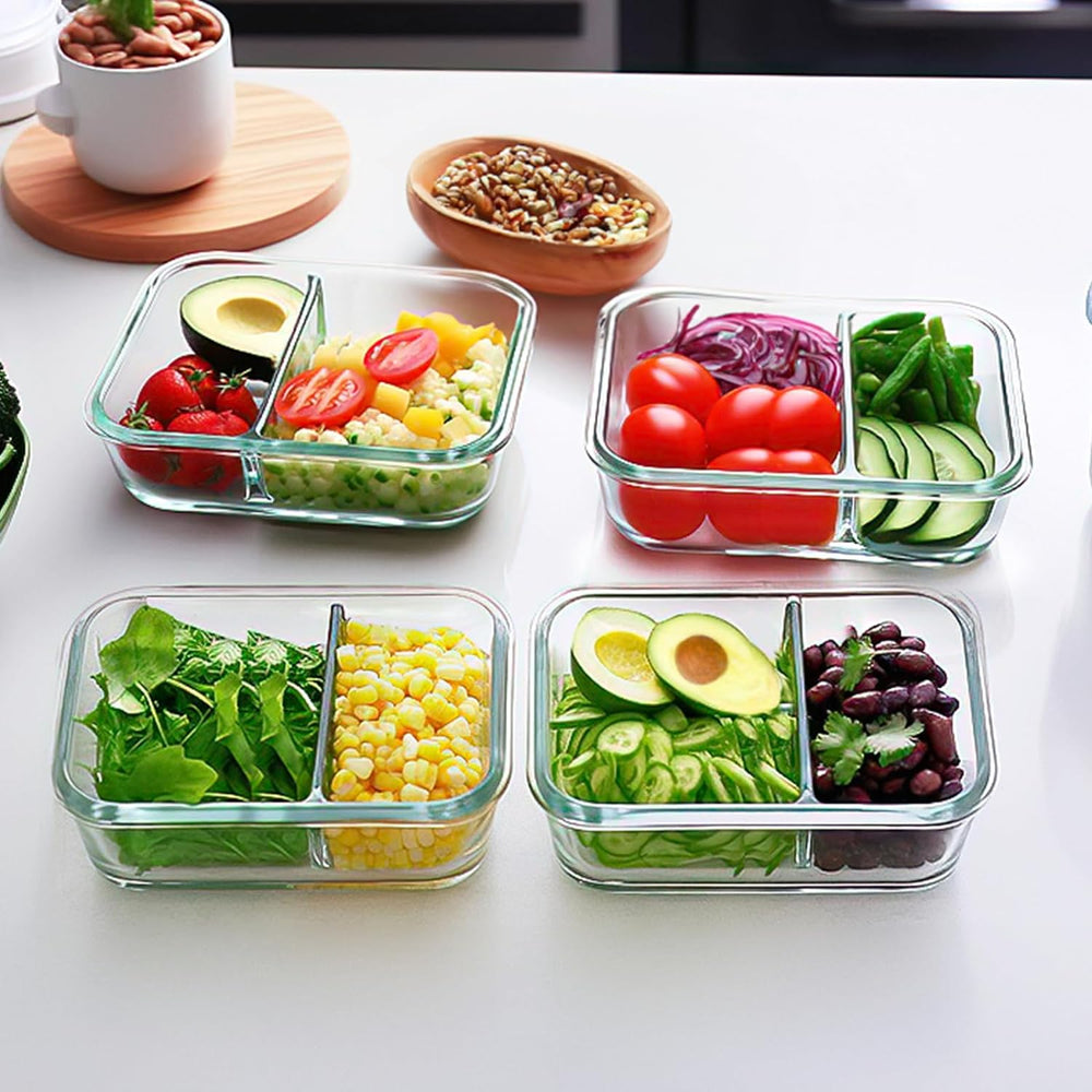 M MCIRCO 10 Pack,30 oz, 2 Compartments Glass Meal Prep Containers with Lids